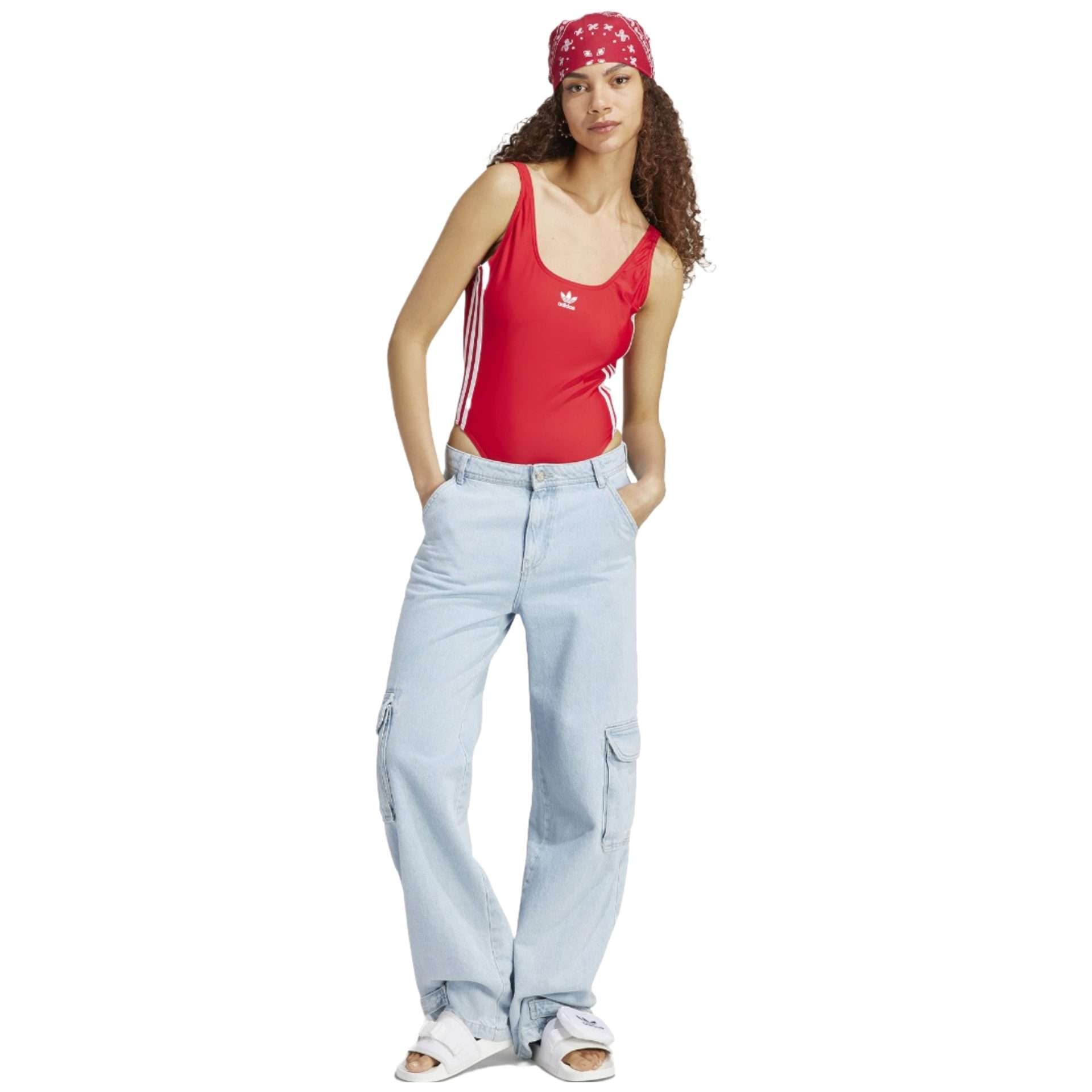 adidas Adicolor 3-Stripes Swimsuit - Better Scarlet / White